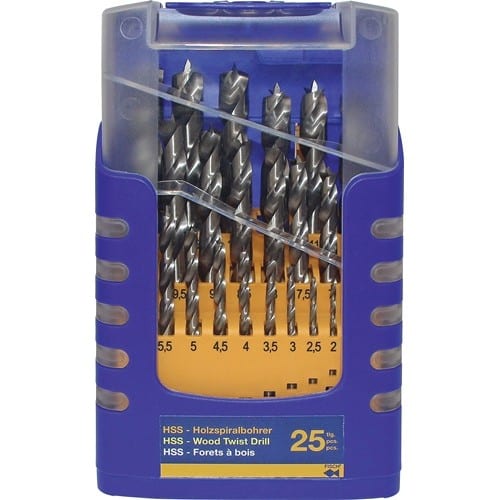 FISCH-TOOLS Holzspiralbohrersatz 013G 25-tlg.D.1-13mm 0,5mm steig.HSS FISCH-TOOLS