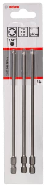 BOSCH Schrauberbit-Set Extra-Hart, 3-teilig, T8, T10, T15, 152 mm