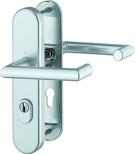 HOPPE® FH Schutz-Drückergarnitur mit Langschild Rotterdam FS-1401F/3332ZA/3310, Aluminium 3962985