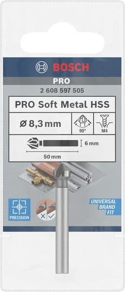 BOSCH Kegelsenker mit zylindrischem Schaft, 8,3, M 4, 50 mm, 6 mm