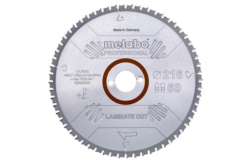 METABO Kreissägeblatt laminate cut professional D216x2,4/1,8xBohrung30mm Z.60 FZ/TZ 0Gr