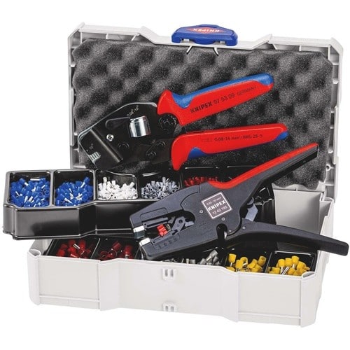 KNIPEX Aderendhülsensortiment 1252tlg.0,50-10,00mm² Crimpzange 195 mm,Abisolierzange