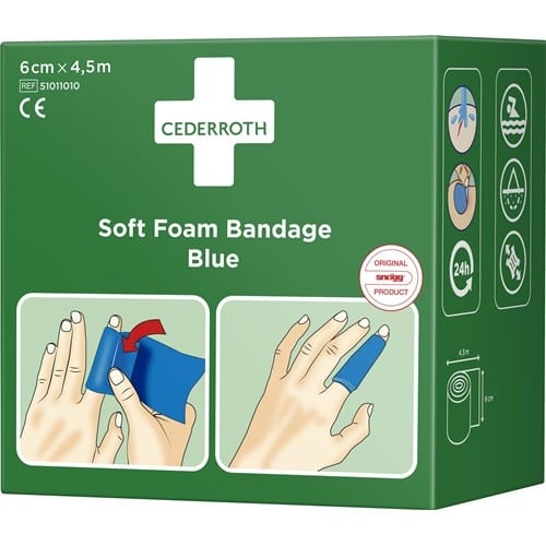 CEDERROTH Soft Foam Bandage selbsthaftend elastisch,blau Rl.6cmx4,5m CEDERROTH