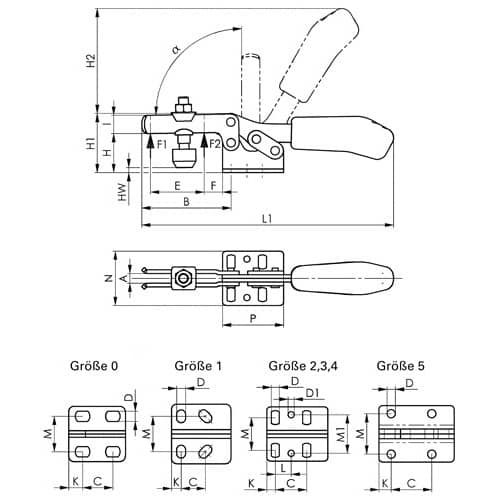 AMF Waagrechtspanner Nr.6830 Gr.0 waagrechter Fuß AMF