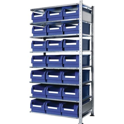 KAPPES Steckregal H2000xB1000xT500mm Anbauregal 8 Stahl-Bd.21xGr.2 blau KAPPES
