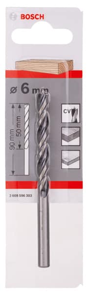 BOSCH Holzspiralbohrer Standard, 6 x 57 x 93 mm, d 6 mm