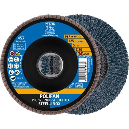 PFERD TOOLS Fächerscheibe X-LOCK PSF Z STEELOX D.125mm K.80 kon.INOX ZK Z PFERD