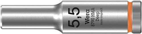 WERA Steckschlüsseleinsatz 8790 HMA Deep 1/4 Zoll a6-KT.SW 5,5mm L.50mm WERA