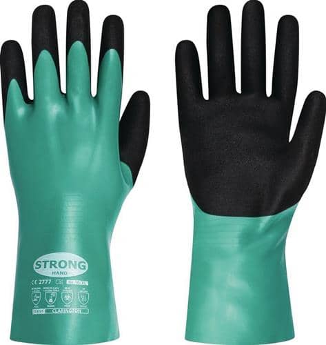 STRONGHAND Chemiehandschuhe CLARINGTON Gr.9 grün/schwarz EN 407/EN 388/EN 374