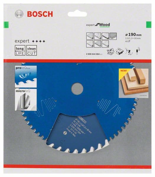 BOSCH Kreissägeblatt Expert for Wood, 190 x 30 x 2,0 mm, 40
