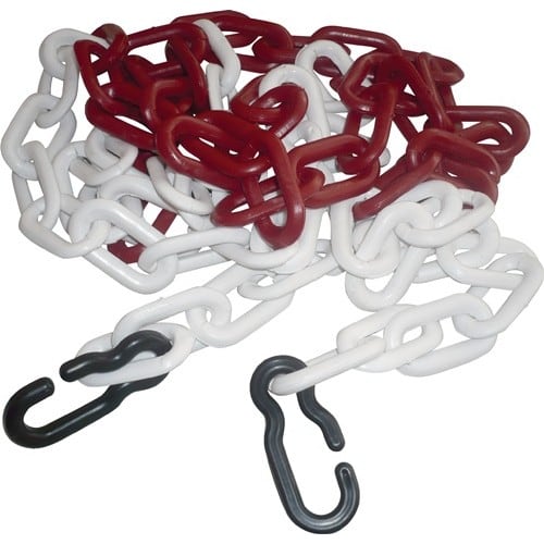Absperrkette Polypropylencarbonat rot/weiß 9mm L.3m m.2 Universalhaken