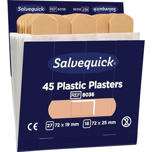 SALVEQUICK Pflasterstrips Salvequick wasserfest 6 Nachfüllpack je 45 St.SALVEQUICK