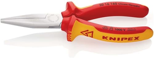 KNIPEX Langbeckzange Gesamt-L.160mm Form 1 Kopf verchr.lang,fl.VDE Mehrkomp.-Hüllen