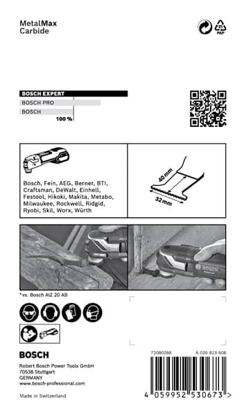 BOSCH EXPERT MetalMax AIZ 32 AIT Blatt für Multifunktionswerkzeuge, 40 x 32 mm, 5 Stück. Für oszillierende Multifunktionswerkzeuge
