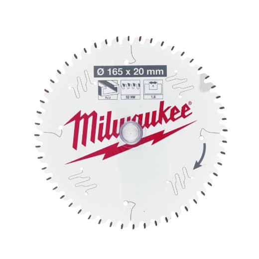 MILWAUKEE 165/20 mm Z52 Wechselzahn Kreissägeblatt Alu für Tauchkreissägen