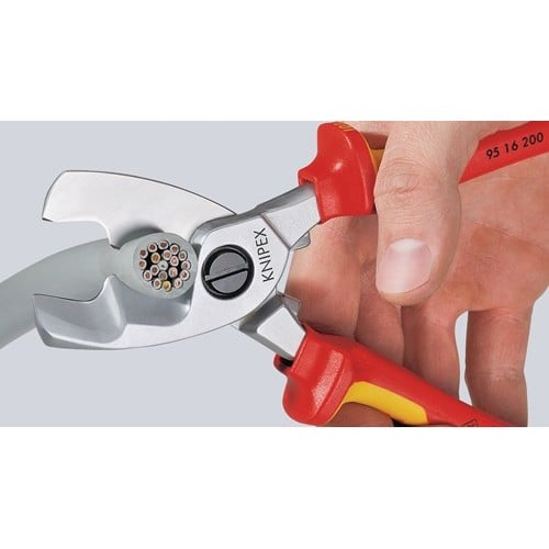 KNIPEX Kabelschere L.200mm Kopf verchr.VDE Mehrkomp.-Hüllen KNIPEX