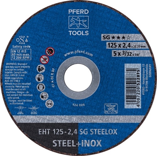 PFERD TOOLS Trennscheibe SG STEELOX D125x2,4mm ger.INOX Bohr.22,23mm PFERD
