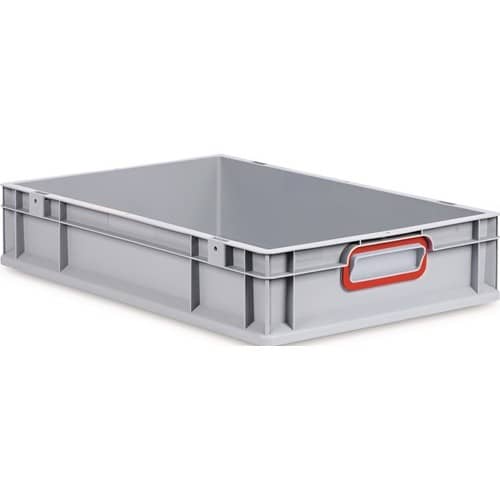 ALLIT Transportstapelbehälter L600xB400xH120mm grau PP geschlossener Griff rot