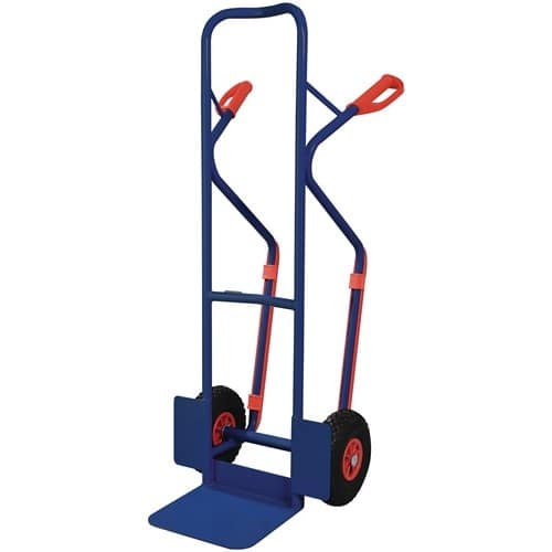 TECWERK Stapelkarre m.Kufen H.1300mm Schaufel-L250xB320mm Luft-Bereif.Trgf.300kg blau TW