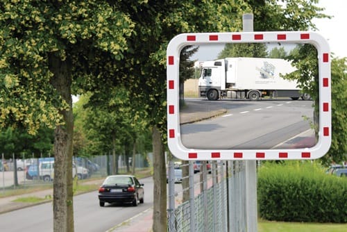 DANCOP Verkehrsspiegel H600xB800mm Kunststoff,rot/weiß 22m DANCOP