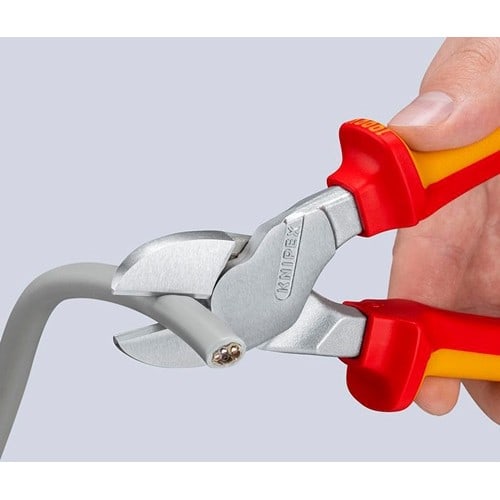 KNIPEX Kraft-Seitenschneider isoliert m.MK-Hüllen VDE verchromt 250mm