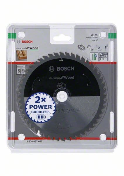 BOSCH Akku-Kreissägeblatt Standard for Wood, 165 x 1,5/1 x 20, 48 Zähne