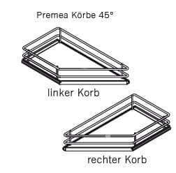 Seitenwandauszug SUB-Side, Korbset, 2x 300er, 45°-R, Saphir, chrom Vauth Sagel