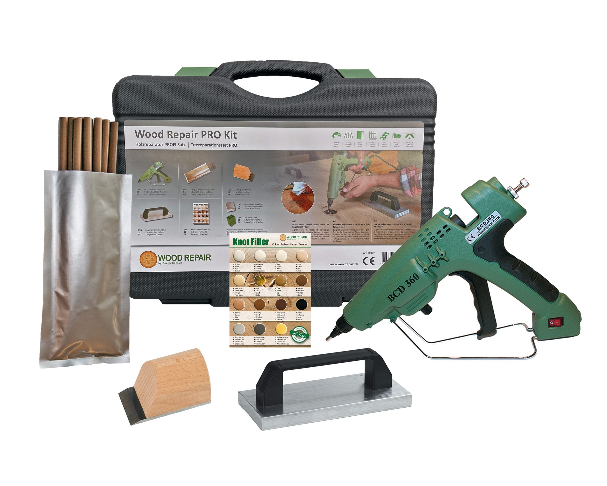 Wood Repair Holzreparatur-Satz PROFI mit BCD 360 Astfüller-Pistole , 8-tlg.