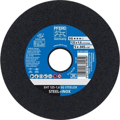 PFERD TOOLS Trennscheibe SG STEELOX D125x1,6mm ger.INOX Bohr.22,23mm PFERD