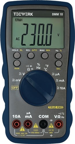 TECWERK Multimeter DMM 10 0-600V AC/DC TRUE RMS TECWERK