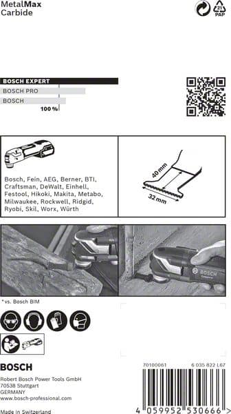 BOSCH EXPERT MetalMax AIZ 32 AIT Blatt für Multifunktionswerkzeuge, 40 x 32 mm. Für oszillierende Multifunktionswerkzeuge