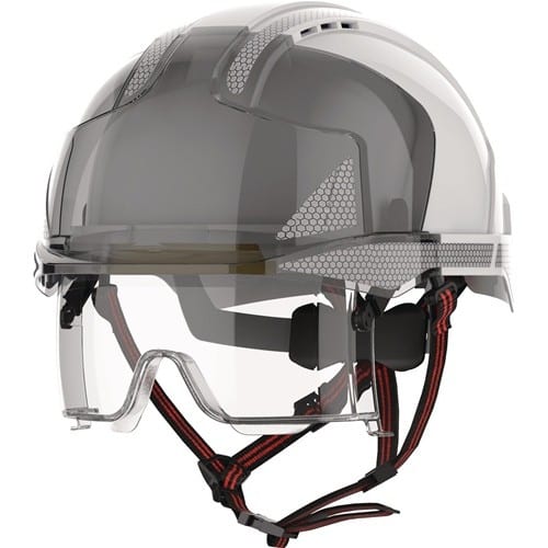 JSP Industriekletterhelm EVO® VISTAlens® Dualswitch™ weiß/rauch ABS