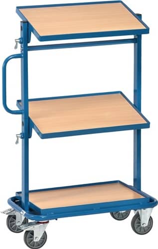 FETRA Beistellwagen Trgf.200kg 1feste 2neigbare Etagen m.Holzwerkstoffpl. brillantblau