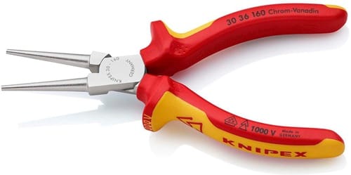 KNIPEX Langbeckzange Gesamt-L.160mm Form 3 Kopf verchr.lang,rd.VDE Mehrkomp.-Hüllen
