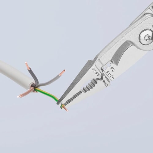 KNIPEX Elektroinstallationszange L.200mm VDE verchr.Mehrkomp.-Hüllen o.Öffnungsf.KNIPEX