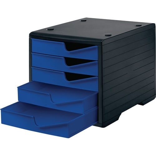 STYRO Ablagebox 5 Schubl.schwarz/blau Polystyrol H255xB270xT340mm STYRO