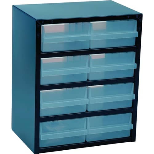 RAACO Kleinteilemagazin B357xT255xH435mm galvanisiertes Stahlbl.8 Schubl.