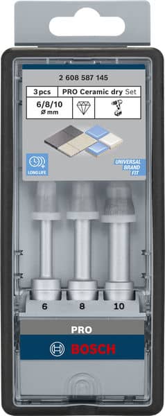 BOSCH Diamanttrockenbohrer-Set Robust Line Easy Dry Best for Ceramic, 3-teilig, 6-10mm