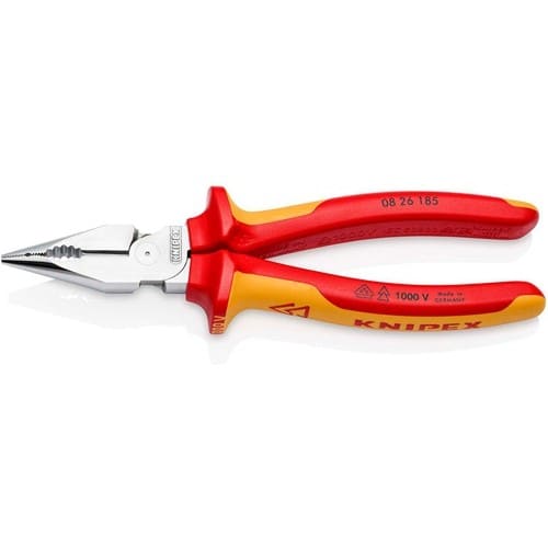 KNIPEX Spitzkombizange L.185mm pol.Mehrkomp.-Hülle verchr.VDE KNIPEX