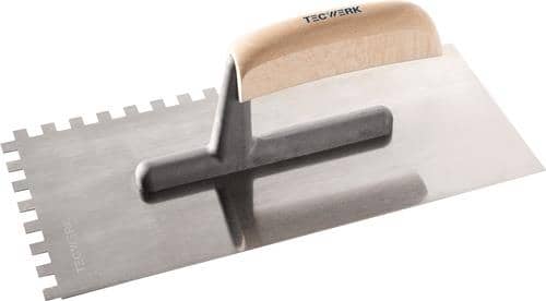 TECWERK Glättekelle L.280mm B.130mm Zahn 8x8 gehärtet,m.H-Heft STA S.0,7mm TECWERK