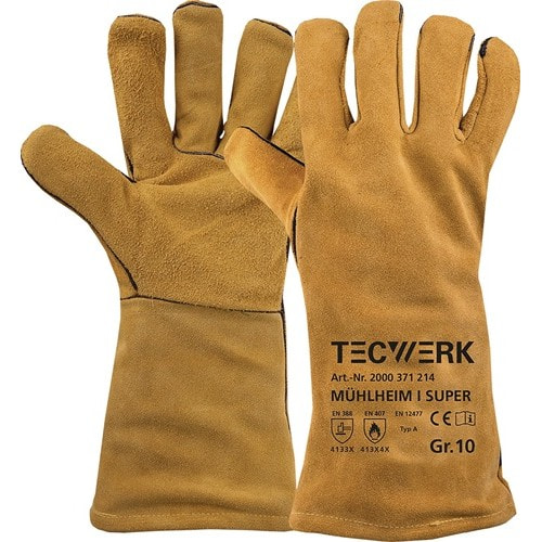TECWERK Schweißerhandschuhe Mühlheim I Super Gr.10 gelb EN 388/407/12477 6PA TW