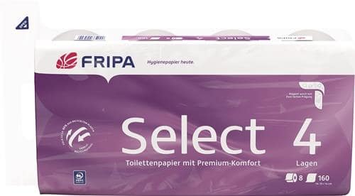 FRIPA Toilettenpapier Fripa Select 4-lagig Zellstoff hochweiß 6x8 RL=48RL FRIPA