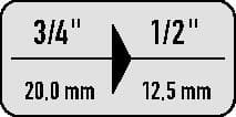 GEDORE Reduzierstück 3219 Antriebs-4-KT.3/4 Zoll Abtriebs-4-KT.1/2 Zoll L.55mm GEDORE