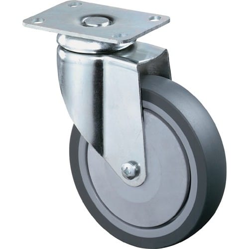 BS ROLLEN Lenkrolle D.125mm Trgf.100kg m.Platte Gum.grau BS ROLLEN