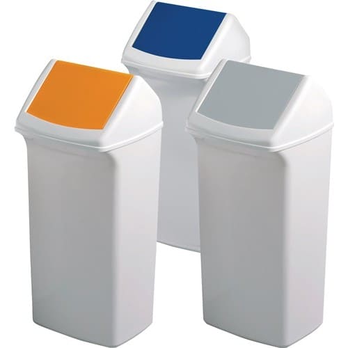DURABLE Wertstoffsammler 40l H747xB320xT366mm weiß/grau m.Deckel DURABLE