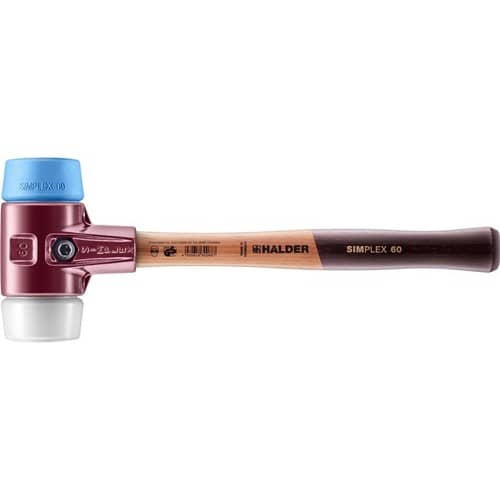 HALDER Schonhammer SIMPLEX L.405mm Kopf-D.60mm weich/mittelh.HO TPE-soft blau/Superpl.