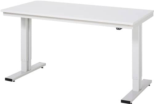RAU Werktisch B1500xT1000xH720-1120mm Arbeitsplatte Melamin 22mm Gestell lichtgrau