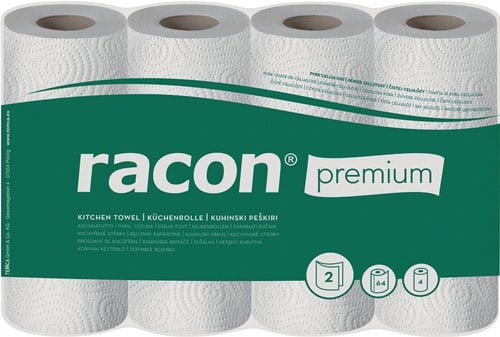 RACON Küchenrolle racon® premium K-2 B220xL250ca.mm weiß 2-lagig,perforiert 4 Rl./PAK