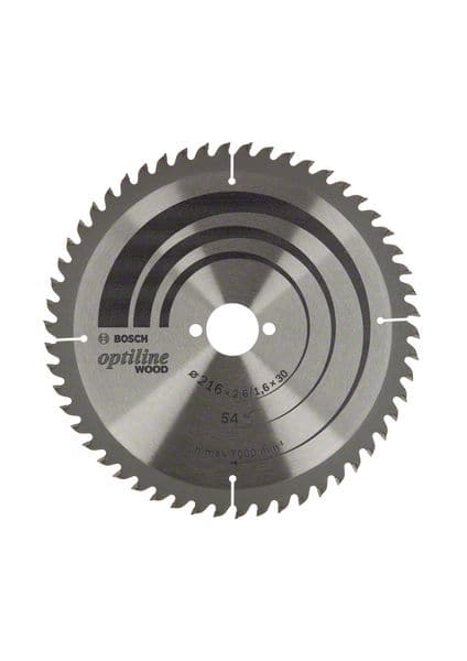 BOSCH Kreissägeblatt Optiline Wood, 216 x 30 x 2,6/1,6, 54