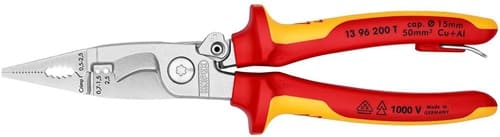 KNIPEX Elektroinstallationszange L.200mm VDE verchr.Mehrkomp.-Hüllen m.Öffnungsf.m.Öse